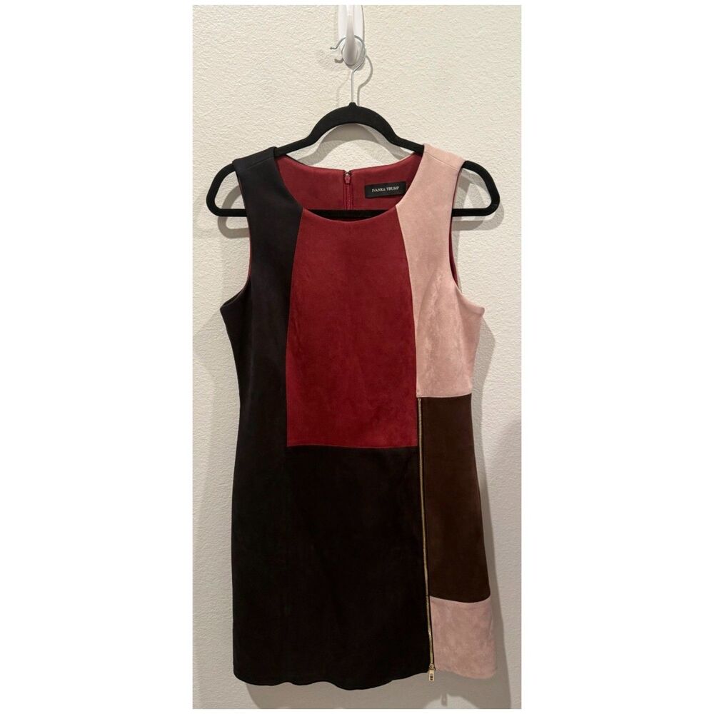 IVANKA TRUMP Mixed Media Suede Sheath Mini Dress